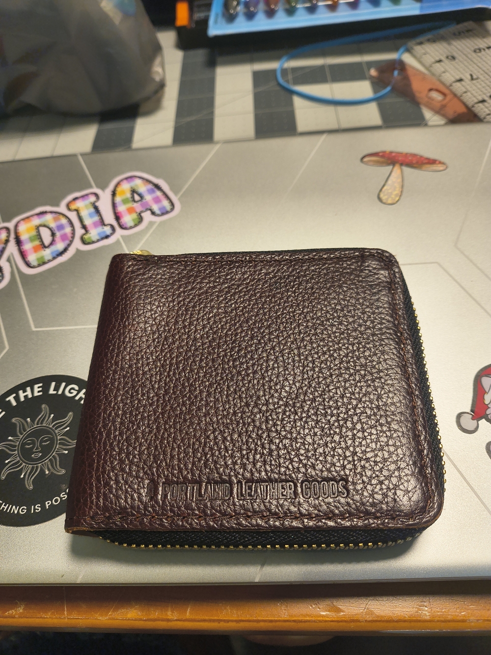 Portland Leather Goods Zippered Leather Wallet - Dark Brown